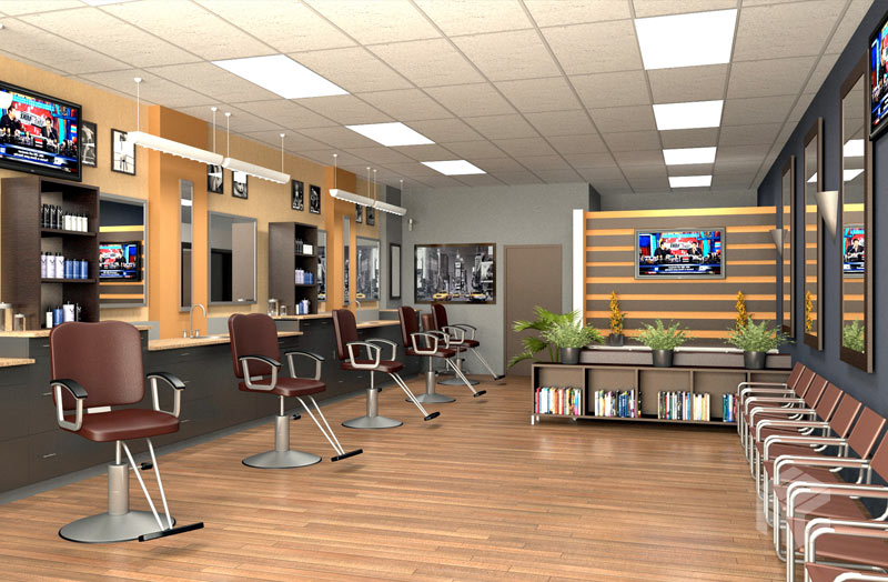 barbershop interior render