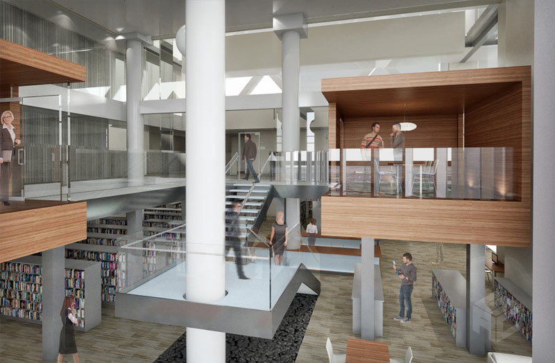 library interior rendering