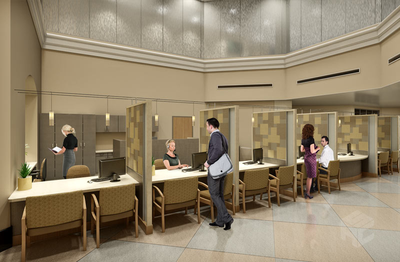 admitting lobby interior rendering